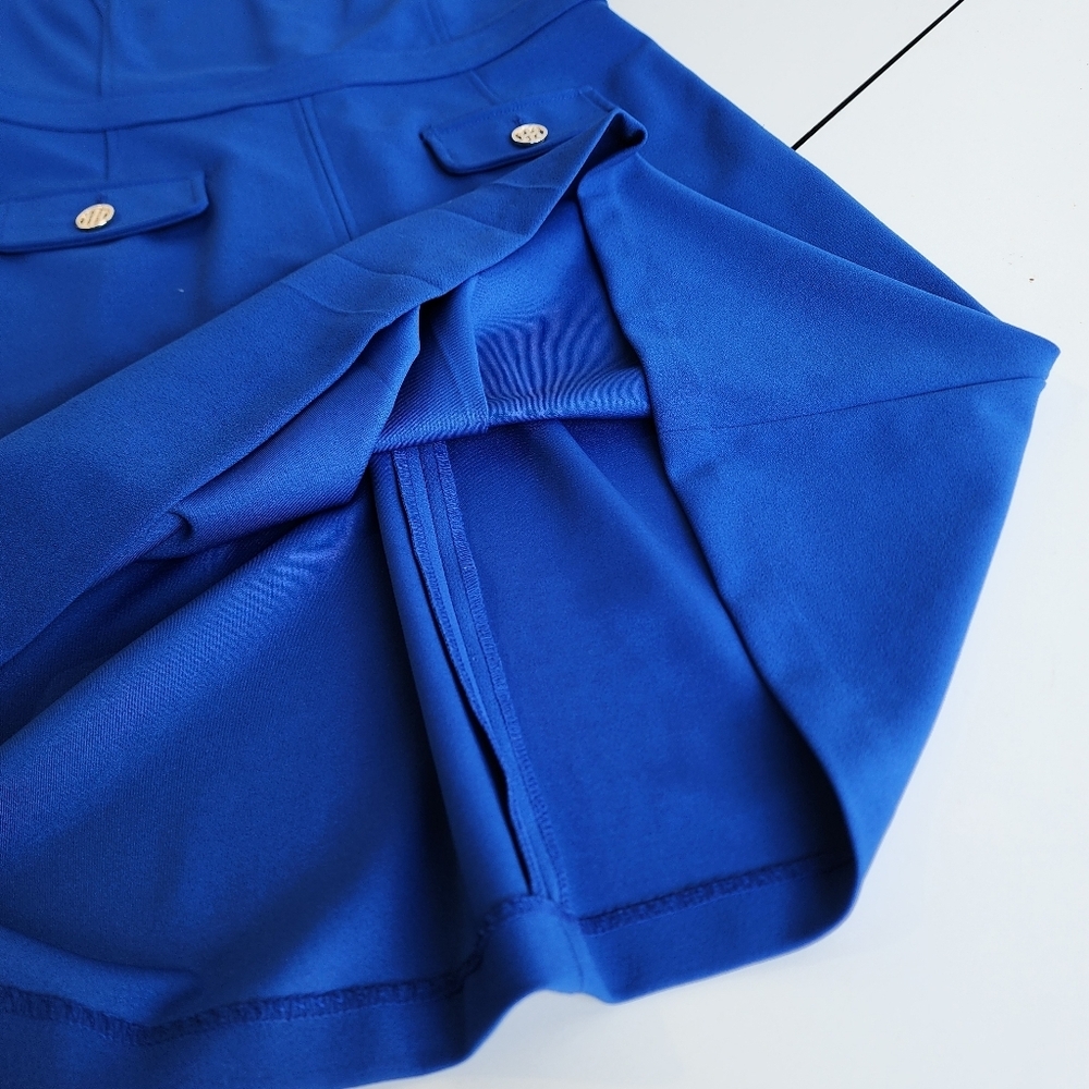 Tommy Hilfiger Blue Sheath Dress Short Sleeve Zip Back Stretch Scuba Sz 10 - Picture 14 of 15
